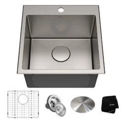 Standart Pro 18" X 18" Single Bowl 16-Gauge Stainless Steel Drop-In Kitchen Sink With One Hole