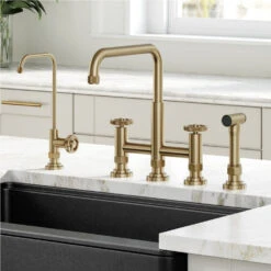 Urbix Industrial Bridge Kitchen Faucet And Water Filter Faucet Combo