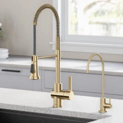 Britt Commercial-Style Kitchen Faucet And Purita Water Filter Faucet Combo - OPEN BOX