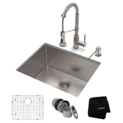 Standart Pro 23" 16-Gauge Kitchen Sink Combo Set With Bolden 18" Kitchen Faucet And Soap Dispenser