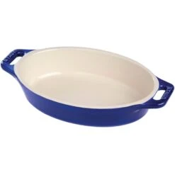 Staub 11" Ceramic Oval Baking Dish - Dark Blue